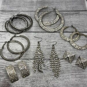 Bundle lot 7 dazzling rhinestone glam earrings statement variety